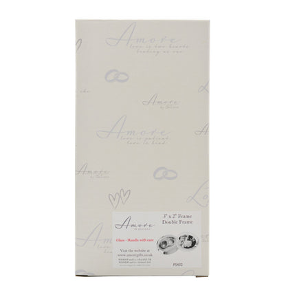 Amore Silverplated Frame with Crystal Double Rings 3" x 2"