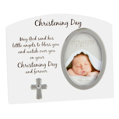 Photo Frame White/Silver icon Christening Day 3"x4"