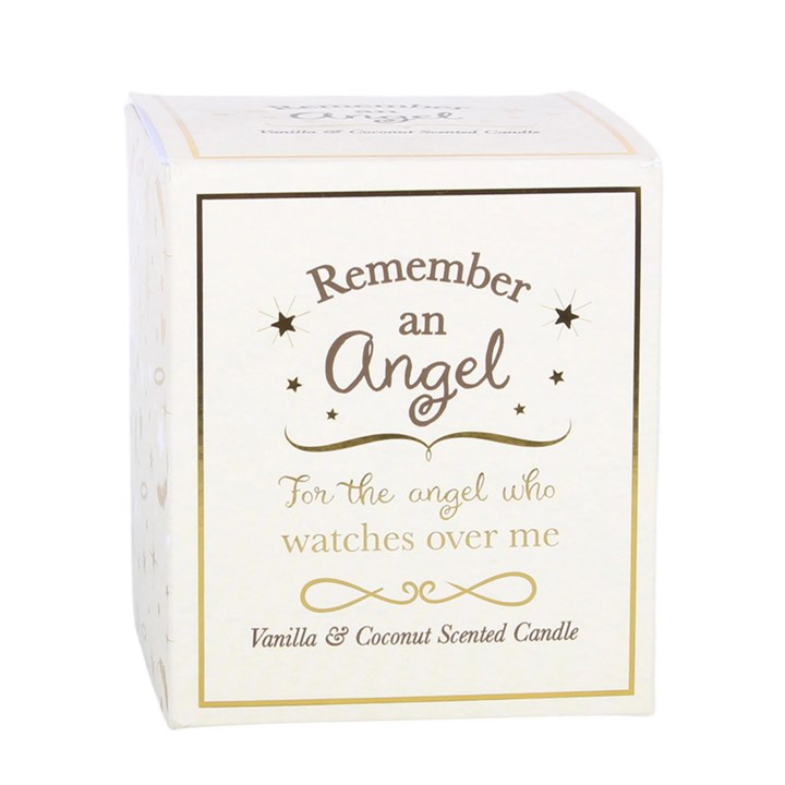 Vanilla & coconut scented candle gift box with 'Remember an Angel' text