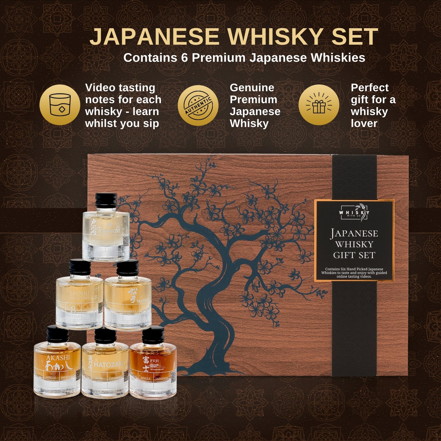 Whisky With Us Japanese Whisky Tasting Set – 6 Premium Miniature Japanese Whiskies
