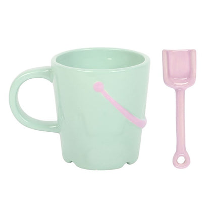 Pastel Bucket Mug with Spade Spoon