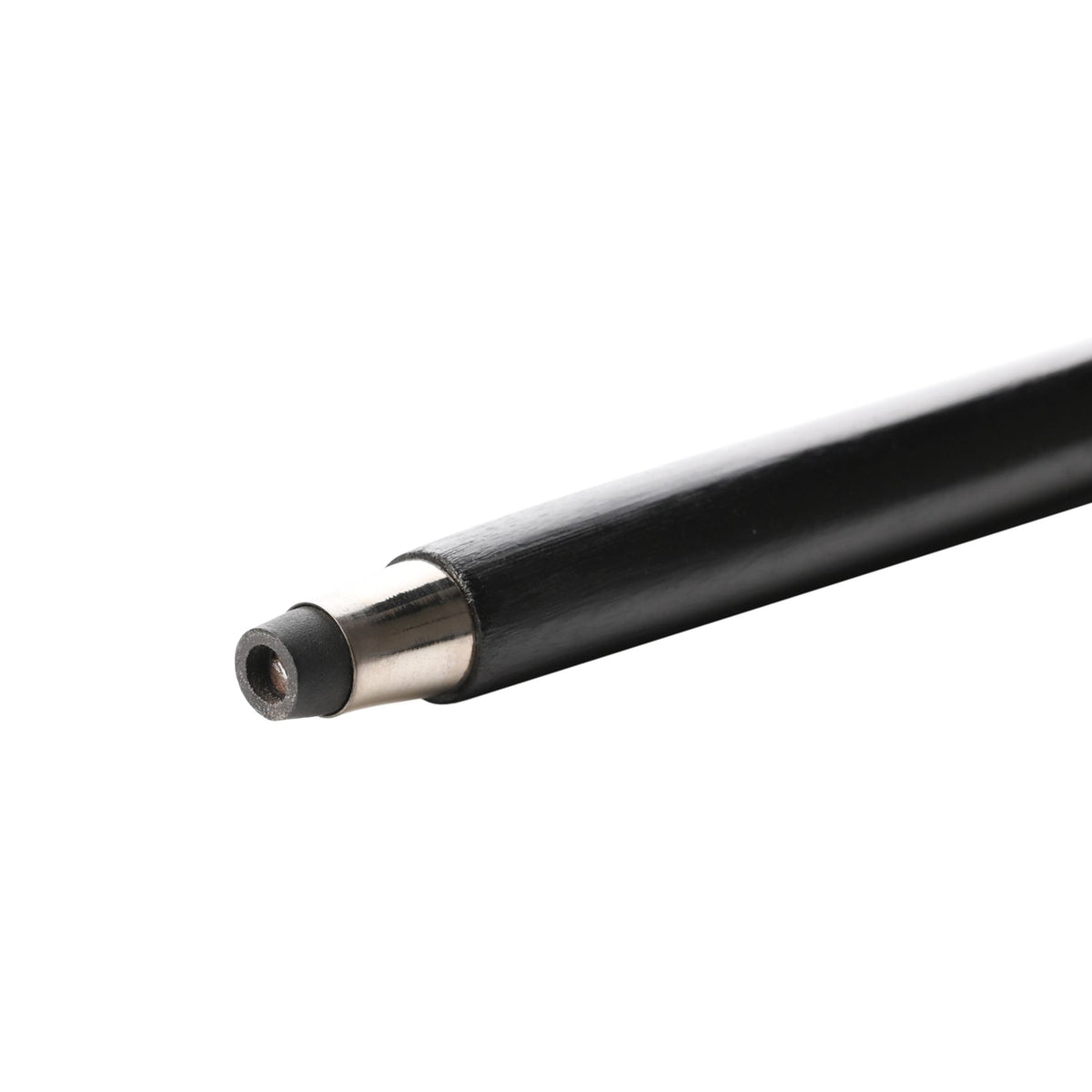 Walking stick tip: black rubber end on a metal ferrule