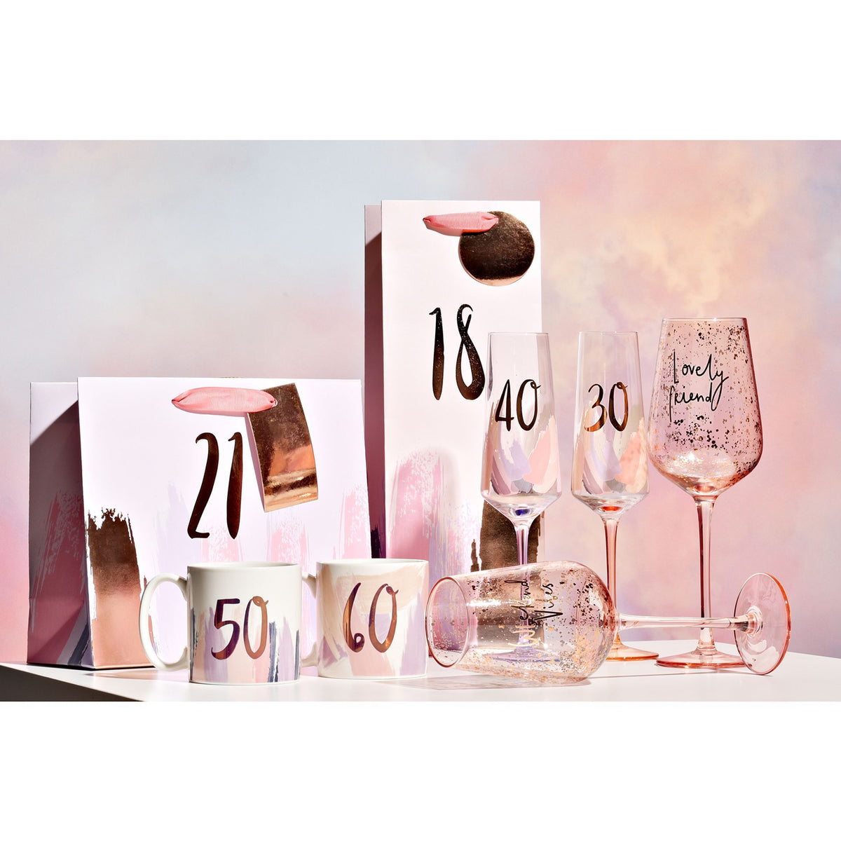 Luxe Brushstroke Birthday Flute 50