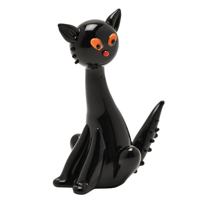 Objets D'art Miniature Glass Figurine - Black Cat