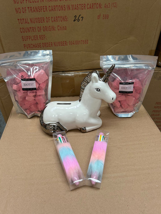 Kids Silver Plated Unicorn Money Box Gift Set