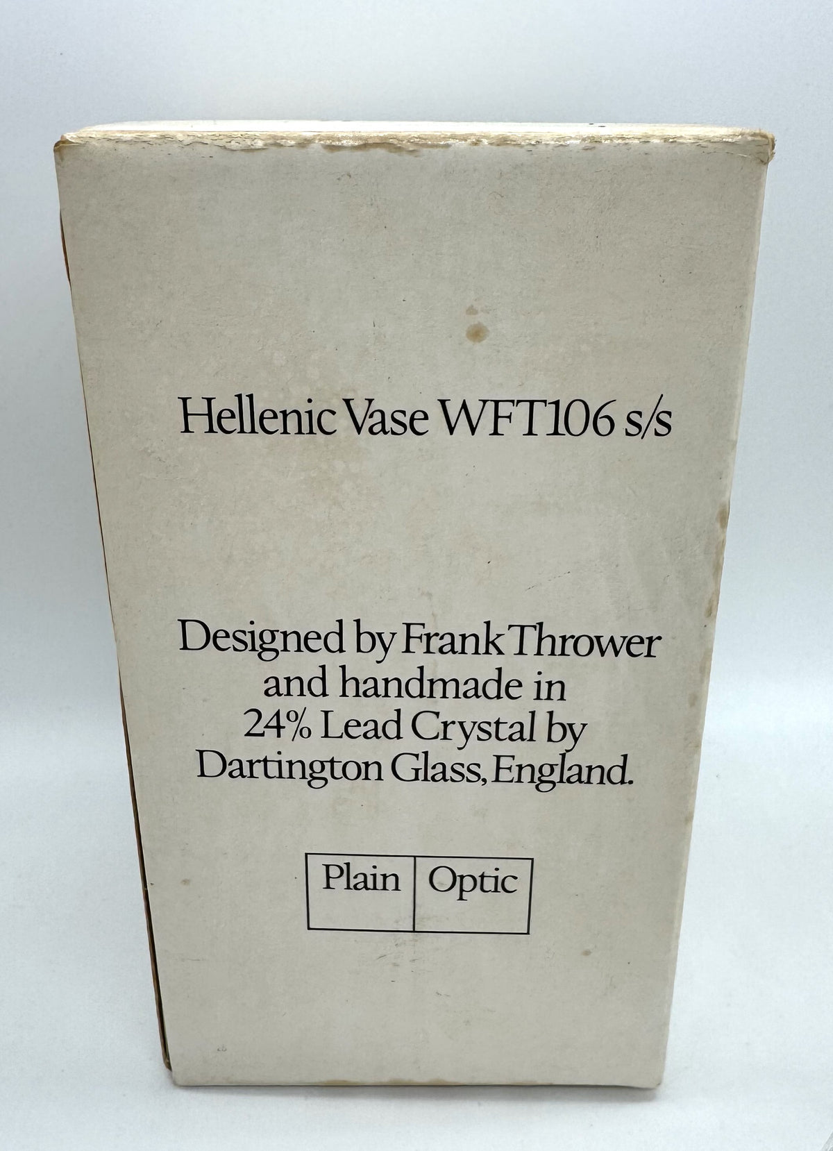 Vintage Dartington Glass WFT106 Hellenic Greek Vase Designed by Frank Thrower