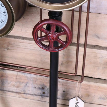 Baded Pipe Industrial Wall Clock and Thermometer