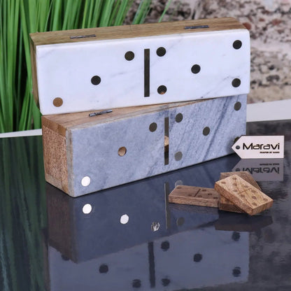 Osian Mango Wood & Marble Luxury Dominoes Set