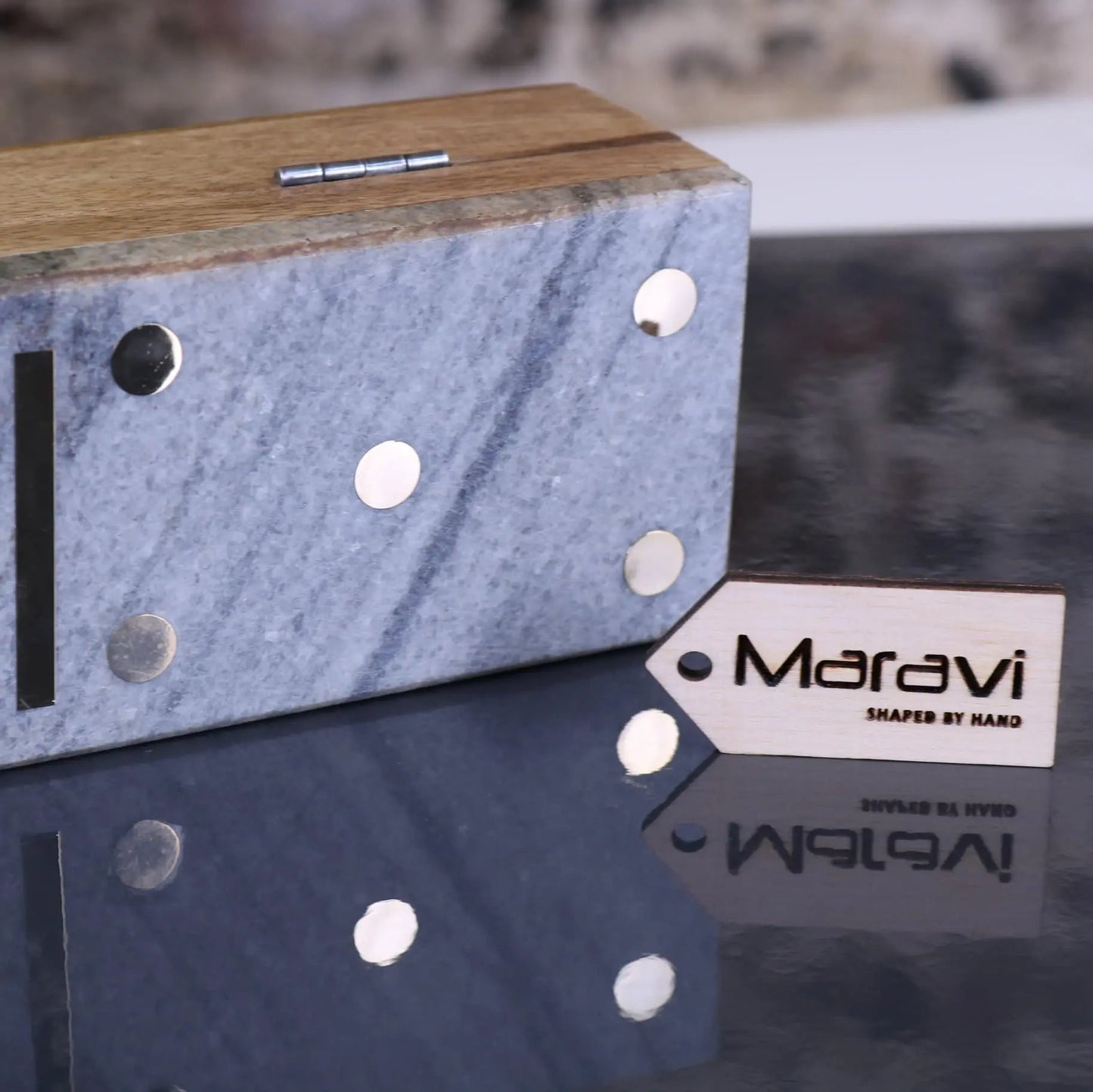 Osian Mango Wood & Marble Luxury Dominoes Set