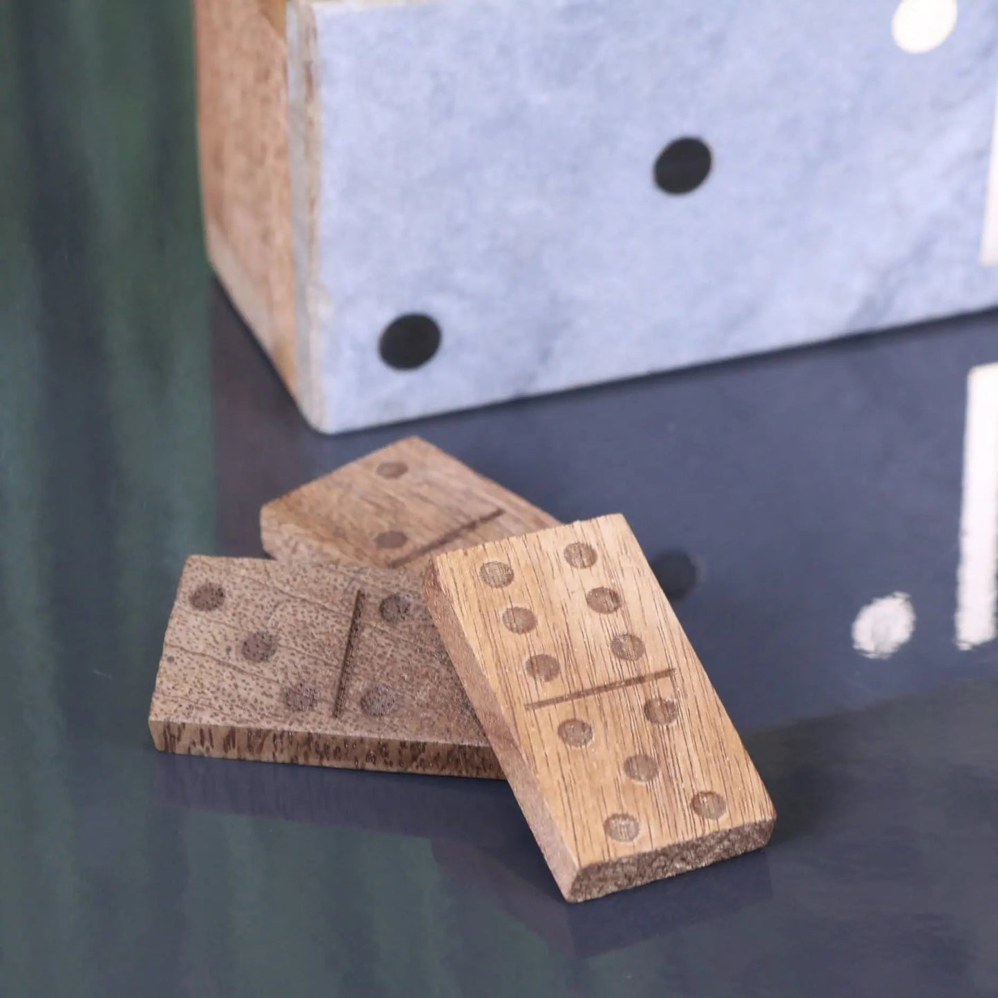 Osian Mango Wood & Marble Luxury Dominoes Set