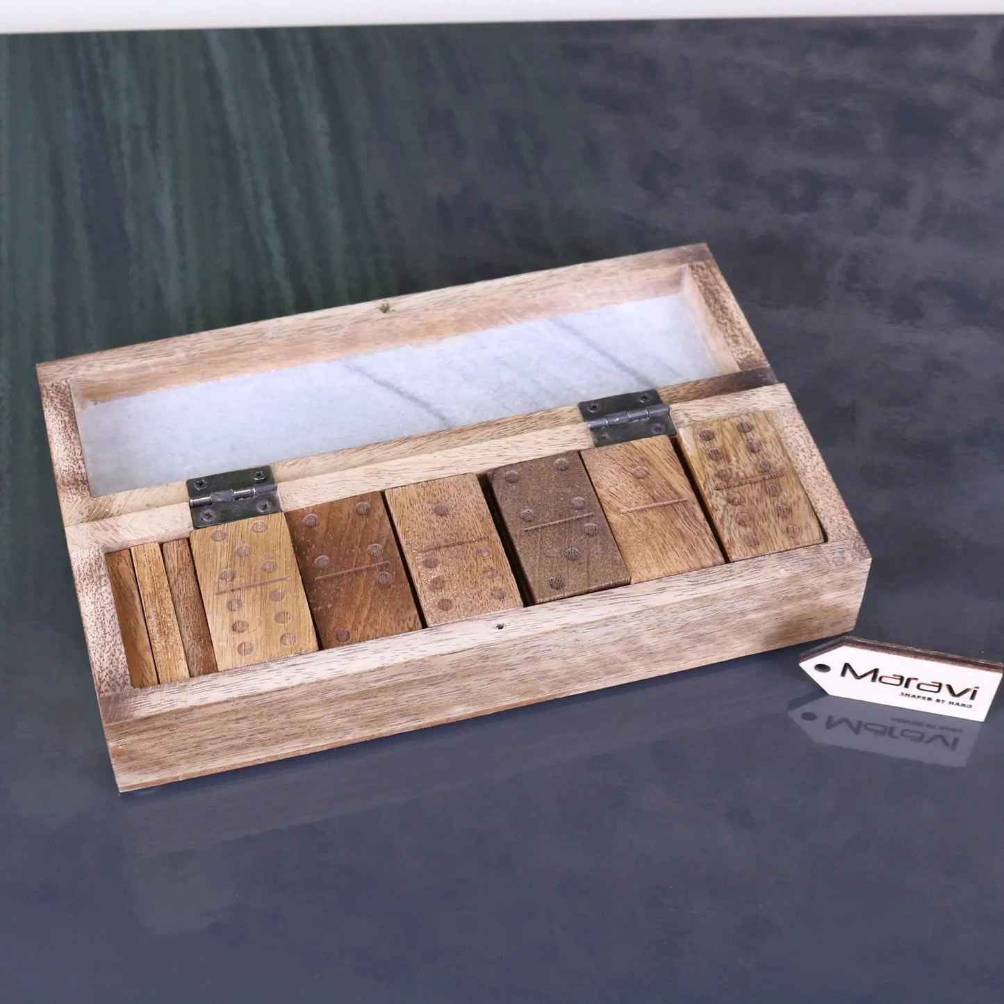 Osian Mango Wood & Marble Luxury Dominoes Set