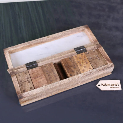 Osian Mango Wood & Marble Luxury Dominoes Set