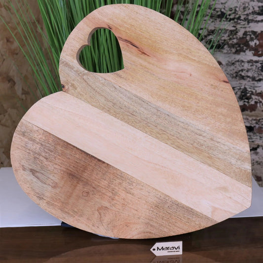 Dili Heart Shape Mango Wood Chopping Board 40cm