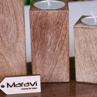 Bure Mango Wood Tea Light Holders ~ Set of 4