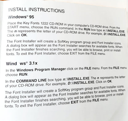 1996 Softkey CD-ROM of Key Fonts 1222 for Windows