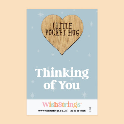 WishStrings Pocket Hug – Thinking of You Wooden Token Gift | Sympathy & Support Keepsake | Comfort Gift for Friends & Loved Ones | Letterbox Gift