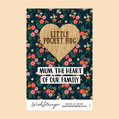 WishStrings Pocket Hug – Mum, The Heart of Our Family | Mother’s Day Gift | Pocket-Sized Keepsake for Mum | Thinking of You Token | Letterbox Gift