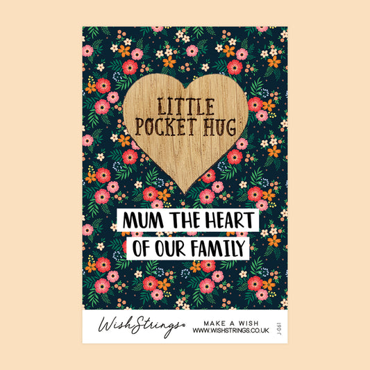 WishStrings Pocket Hug – Mum, The Heart of Our Family | Mother’s Day Gift | Pocket-Sized Keepsake for Mum | Thinking of You Token | Letterbox Gift