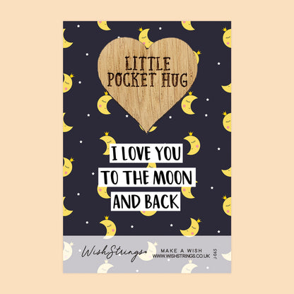 WishStrings Pocket Hug – I Love You to the Moon and Back | Romantic Keepsake Gift | Mini Hug Token | Love You Gift for Partner, Friend or Family