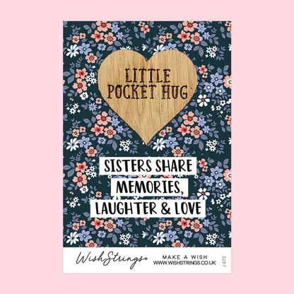 Pocket Hug – Sisters Share Memories, Laughter & Love | Thoughtful Gift for Sisterhood | Keepsake Token for Friendship, Support & Family Connection
