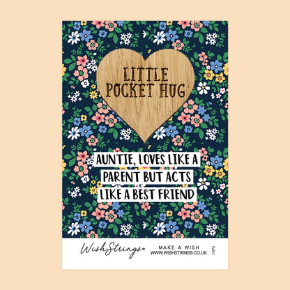 Pocket Hug – Auntie Loves Like a Parent but Acts Like a Best Friend | Thoughtful Gift for Aunties | Keepsake Token of Family Love & Friendship
