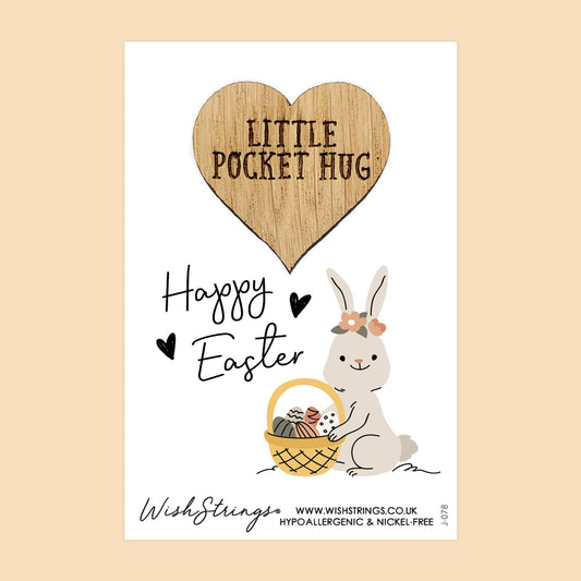 Pocket Hug – Happy Easter Bunny Design | Thoughtful Springtime Keepsake Gift | Token of Love for Family, Friends & Little Ones