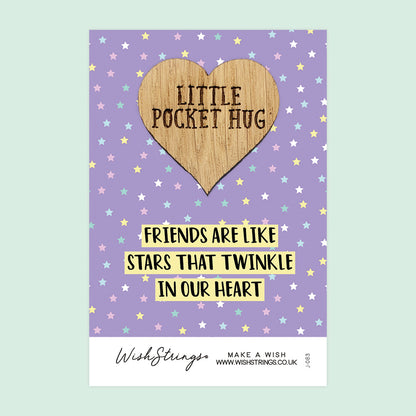 Pocket Hug - Good Friends Are Like Stars That Twinkle | Thoughtful Long Distance Gift | Keepsake Token for Sending Hugs to a Special Friend
