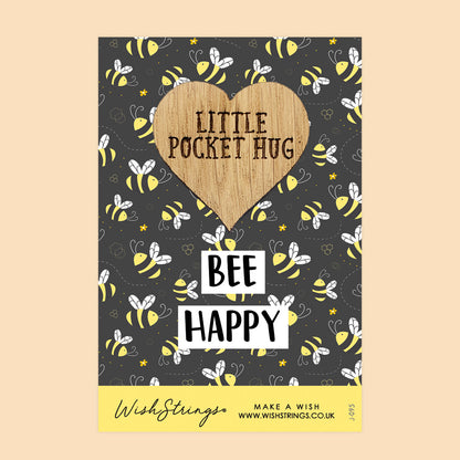 Pocket Hug - Bee Happy | Cute Bee Theme Gift for Positivity & Joy | Keepsake Token for Sending a Hug, Support & Happiness