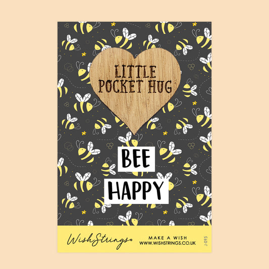 Pocket Hug - Bee Happy | Cute Bee Theme Gift for Positivity & Joy | Keepsake Token for Sending a Hug, Support & Happiness