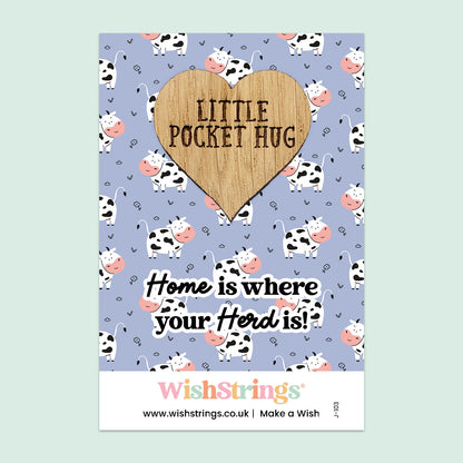 Pocket Hug – Home is Where Your Herd Is | Cow-Themed Gift for Animal Lovers | Keepsake Token for Comfort & Belonging