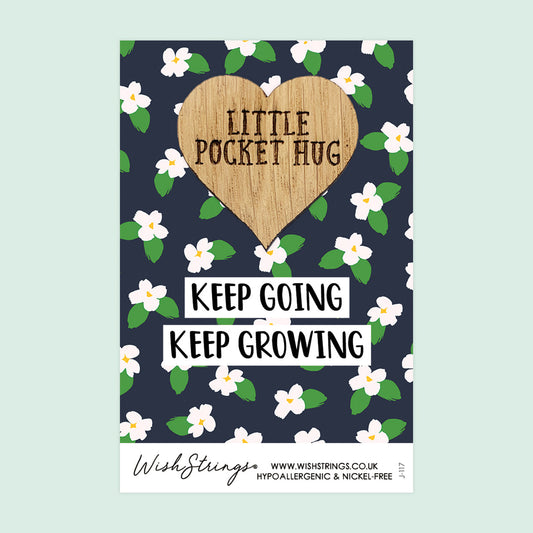 Pocket Hug - Keep Going, Keep Growing | Encouragement & Positivity Gift | Keepsake Token for Sending Hugs, Self-Care & Mental Health Awareness
