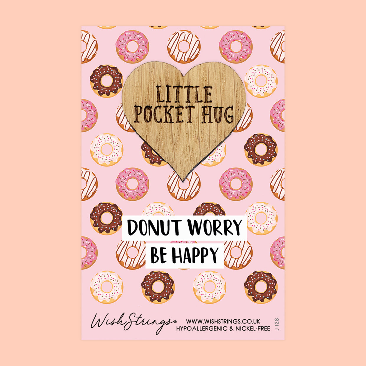 Pocket Hug - Donut Worry, Be Happy | Cute & Fun Positivity Gift | Keepsake Token for Sending Hugs & a Cheerful Pick-Me-Up