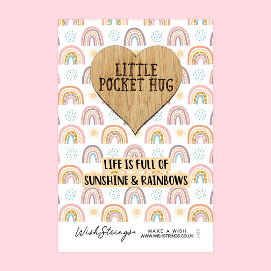 Pocket Hug - Life is Full of Sunshine & Rainbows | Uplifting Positivity Gift | Keepsake Token for Sending Hugs & Brightening Someone’s Day