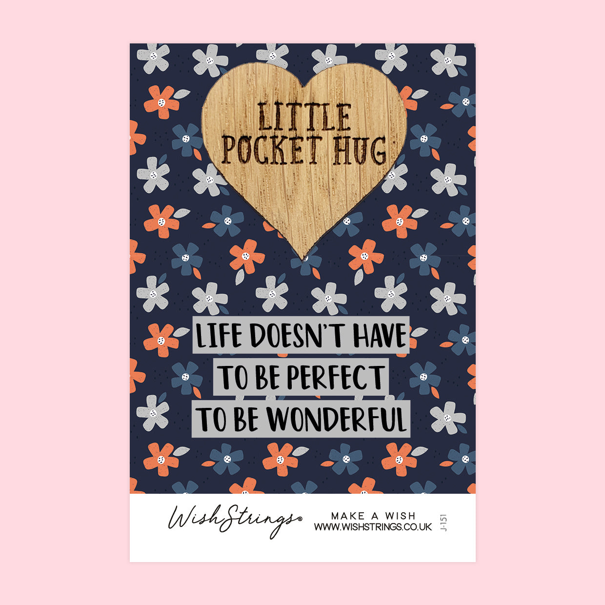 Pocket Hug - Life Doesn’t Have to Be Perfect to Be Wonderful | Positivity & Gratitude Gift | Keepsake Token for Sending Hugs & Thankfulness