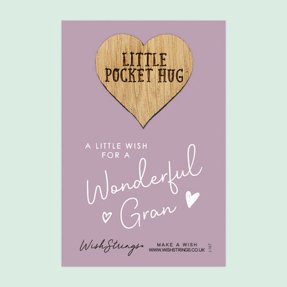Pocket Hug - Wonderful Gran | Thoughtful Gift from Grandkids | Keepsake Token for Sending Hugs & Showing Love to the Best Gran