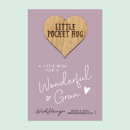 Pocket Hug - Wonderful Gran | Thoughtful Gift from Grandkids | Keepsake Token for Sending Hugs & Showing Love to the Best Gran