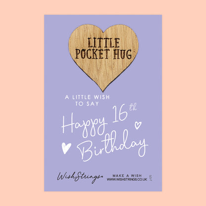 Pocket Hug - Happy 16th Birthday | Sweet 16 Gift | Keepsake Token for Milestone Birthday Celebration