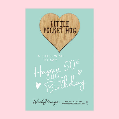Pocket Hug - Happy 50th Birthday | Milestone Celebration Gift | Keepsake Token for Sending Hugs & Special Birthday Wishes