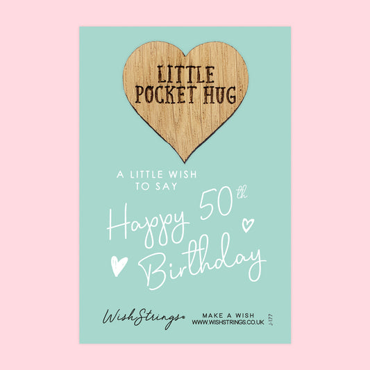 Pocket Hug - Happy 50th Birthday | Milestone Celebration Gift | Keepsake Token for Sending Hugs & Special Birthday Wishes