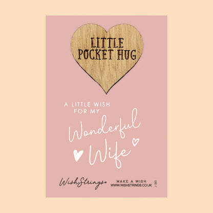 Pocket Hug - Wonderful Wife | Thoughtful Couples Gift from Partner | Keepsake Token for Sending Hugs & Showing Appreciation to Your Wife