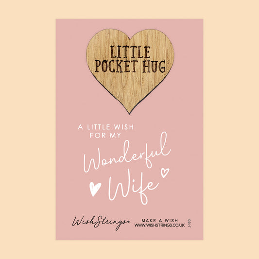 Pocket Hug - Wonderful Wife | Thoughtful Couples Gift from Partner | Keepsake Token for Sending Hugs & Showing Appreciation to Your Wife