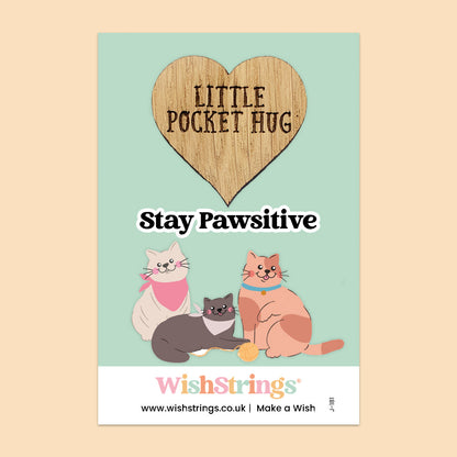 Pocket Hug – Stay Pawsitive | Thoughtful Gift for Cat Lovers | Keepsake Token for Comfort, Encouragement & Positivity