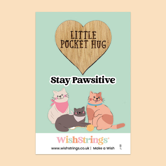 Pocket Hug – Stay Pawsitive | Thoughtful Gift for Cat Lovers | Keepsake Token for Comfort, Encouragement & Positivity