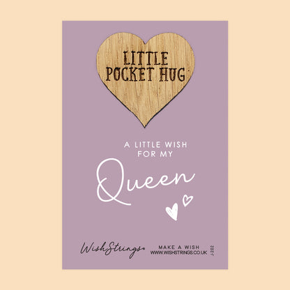 Pocket Hug - For My Queen | Thoughtful Gift for Someone Special | Keepsake Token for Sending Hugs & Showing Love