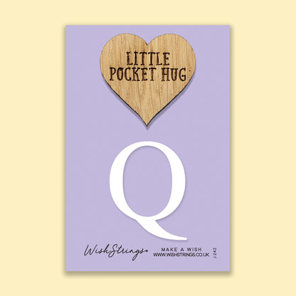 Pocket Hug - Letter ‘Q’ | Personalized Initial Gift & Thoughtful Keepsake | Keepsake Token for Sending Hugs & a Special Name Gift