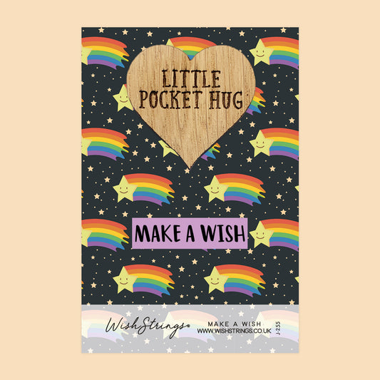 Pocket Hug - Make a Wish, Rainbow Shooting Star Design | Thoughtful Birthday Gift | Keepsake Token for Sending Hugs & Celebrating a Special Day