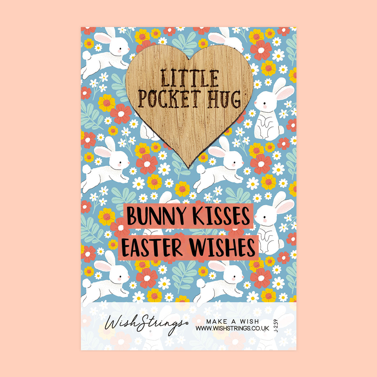 Pocket Hug - Bunny Kisses & Easter Wishes | Cute Springtime Gift | Keepsake Token for Sending Hugs & Easter Celebration