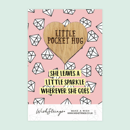 Pocket Hug - She Leaves a Little Sparkle Wherever She Goes | Inspirational Gift for Positivity & Empowerment | Keepsake Token for Sending Hugs & Support