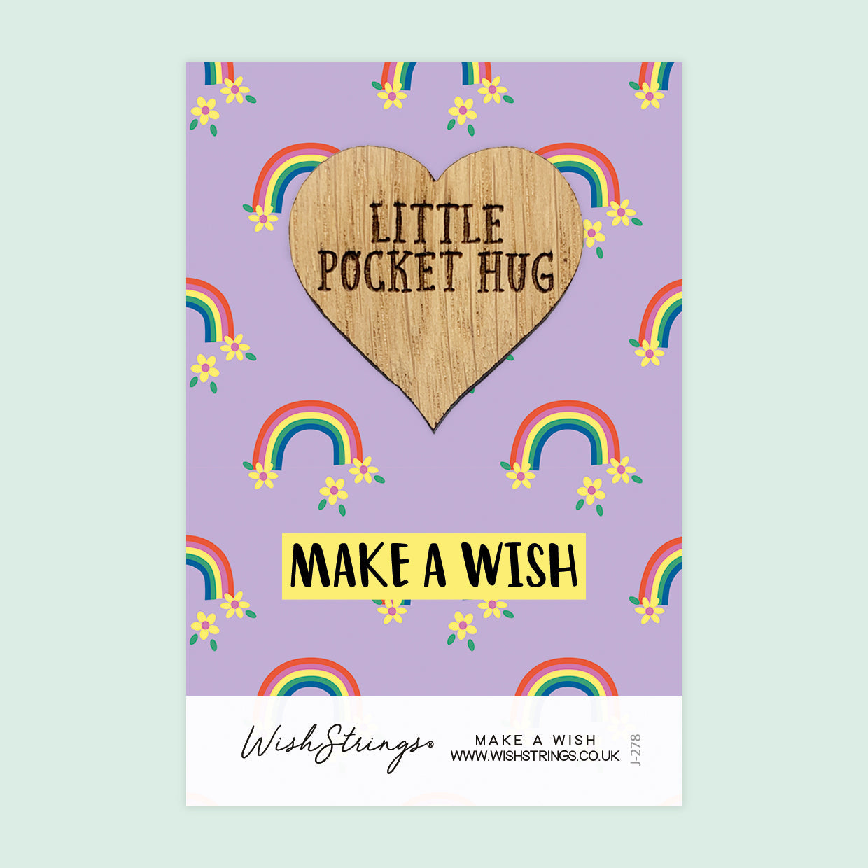 Pocket Hug - Make a Wish, Rainbow Flowers Design | Thoughtful Birthday Gift | Keepsake Token for Sending Hugs & Celebrating a Special Day