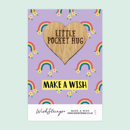 Pocket Hug - Make a Wish, Rainbow Flowers Design | Thoughtful Birthday Gift | Keepsake Token for Sending Hugs & Celebrating a Special Day